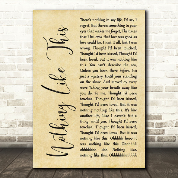 Rascal Flatts Nothing Like This Rustic Script Song Lyric Art Print