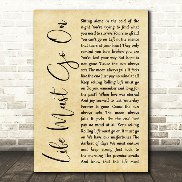 Alter Bridge Life Must Go On Rustic Script Song Lyric Art Print