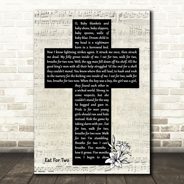 10000 Maniacs Eat For Two Music Script Christian Memorial Cross Song Lyric Art Print