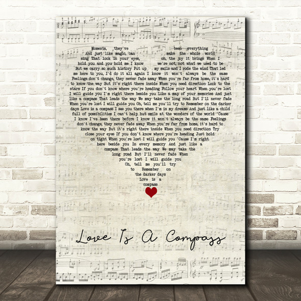 Griff Love Is A Compass Script Heart Song Lyric Music Art Print