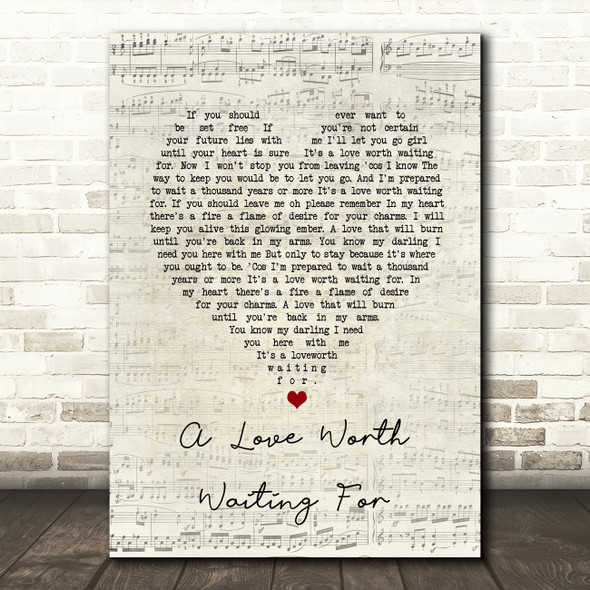 Shakin' Stevens A Love Worth Waiting For Script Heart Song Lyric Art Print