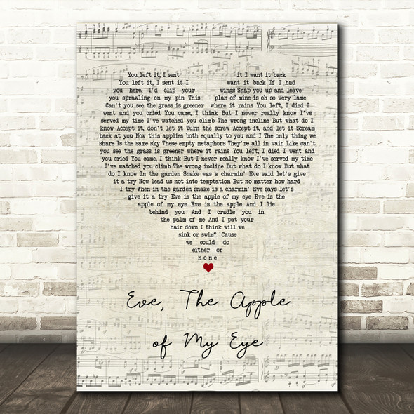 Bell X1 Eve, The Apple of My Eye Script Heart Song Lyric Art Print