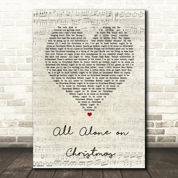 E Street Band & Darlene Love All Alone on Christmas Script Heart Song Lyric Art Print