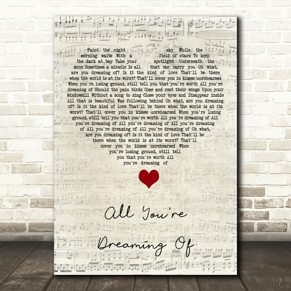 Liam Gallagher All You're Dreaming Of Script Heart Song Lyric Art Print