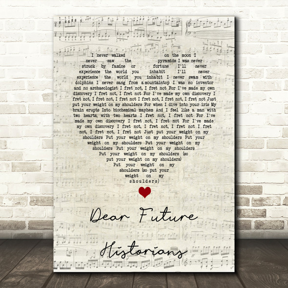 Enter Shikari Dear Future Historians Script Heart Song Lyric Art Print