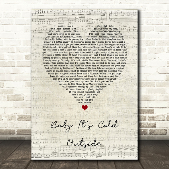 Tom Jones Baby It's Cold Outside Script Heart Song Lyric Art Print