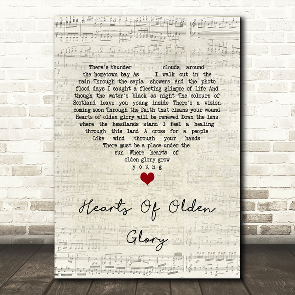 Runrig Hearts Of Olden Glory Script Heart Song Lyric Art Print