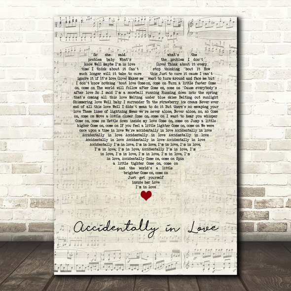 Counting Crows Accidentally in Love Script Heart Song Lyric Art Print