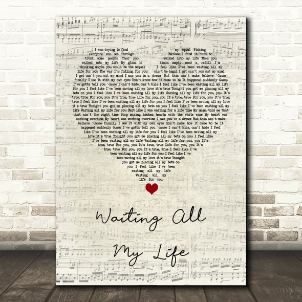 PHB & Jack, Hayla Waiting All My Life Script Heart Song Lyric Art Print