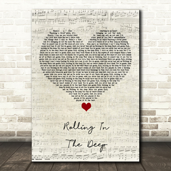 Adele Rolling In The Deep Script Heart Song Lyric Art Print