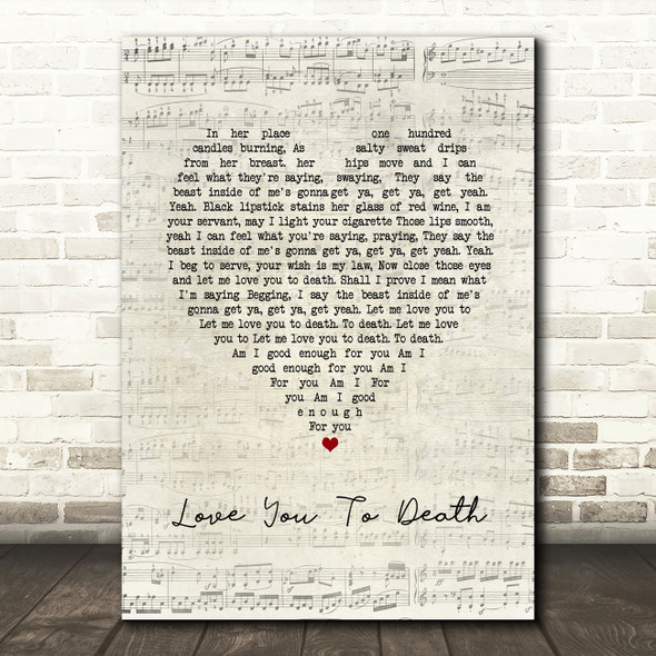 Type O Negative Love You To Death Script Heart Song Lyric Art Print