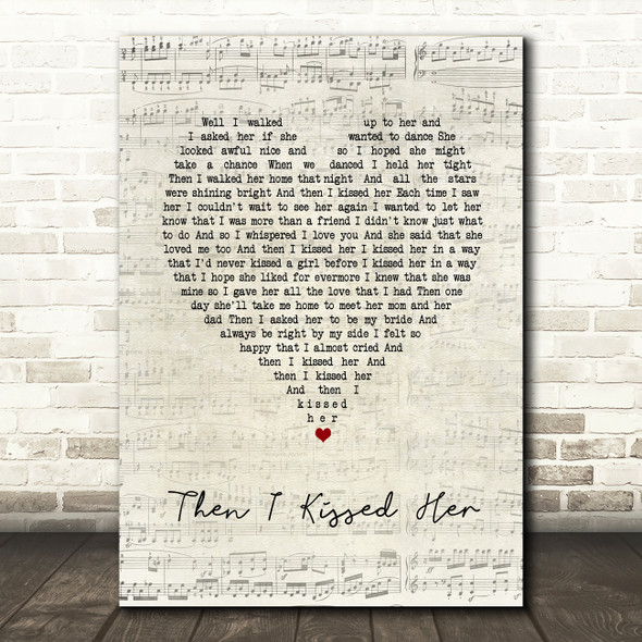 The Beach Boys Then I Kissed Her Script Heart Song Lyric Art Print