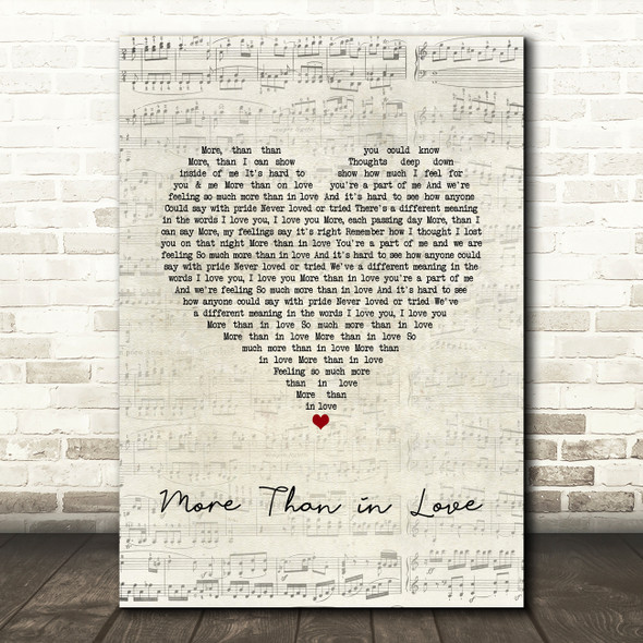 Kate Robbins More Than in Love Script Heart Song Lyric Art Print