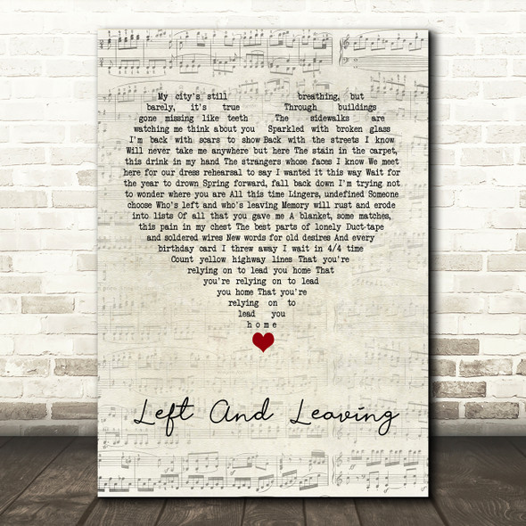 The Weakerthans Left And Leaving Script Heart Song Lyric Art Print