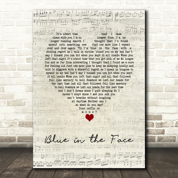 Alkaline Trio Blue in the Face Script Heart Song Lyric Art Print