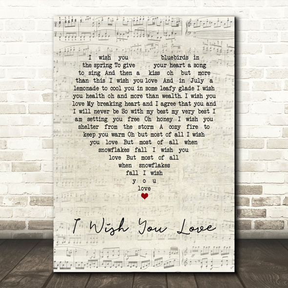 Sam Cooke I Wish You Love Script Heart Song Lyric Art Print