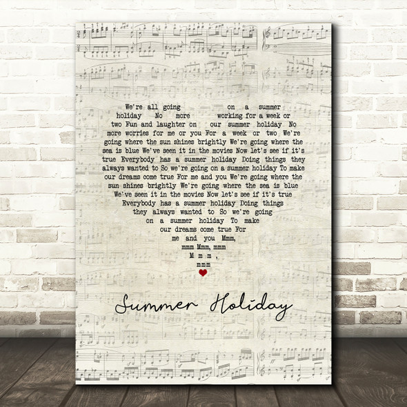 Cliff Richard Summer Holiday Script Heart Song Lyric Art Print