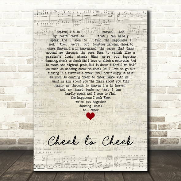 Fred Astaire Cheek to Cheek Script Heart Song Lyric Art Print