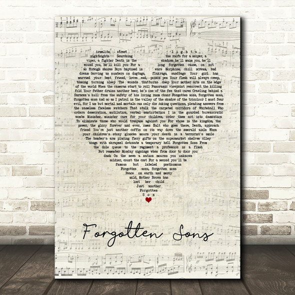 Marillion Forgotten Sons Script Heart Song Lyric Art Print