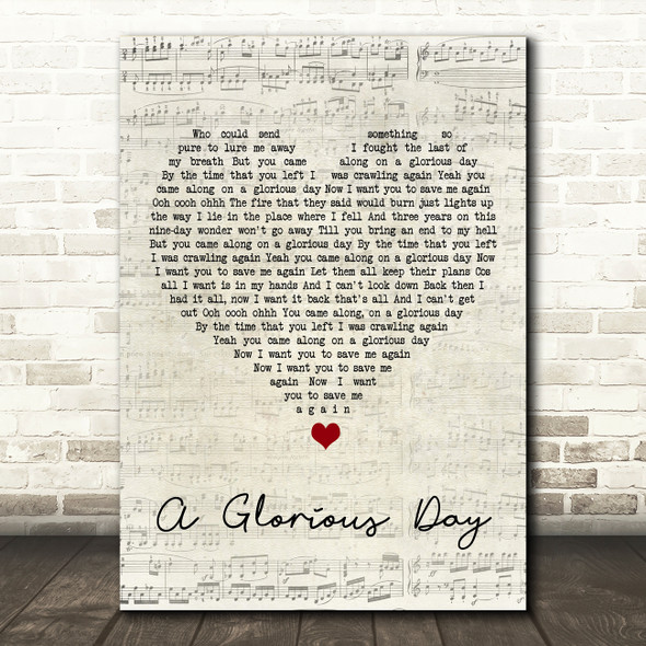 Embrace A Glorious Day Script Heart Song Lyric Art Print