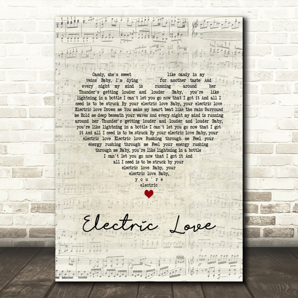 BØRNS Electric Love Script Heart Song Lyric Art Print