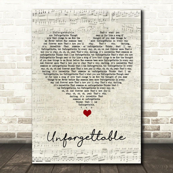 Sia Unforgettable Script Heart Song Lyric Art Print