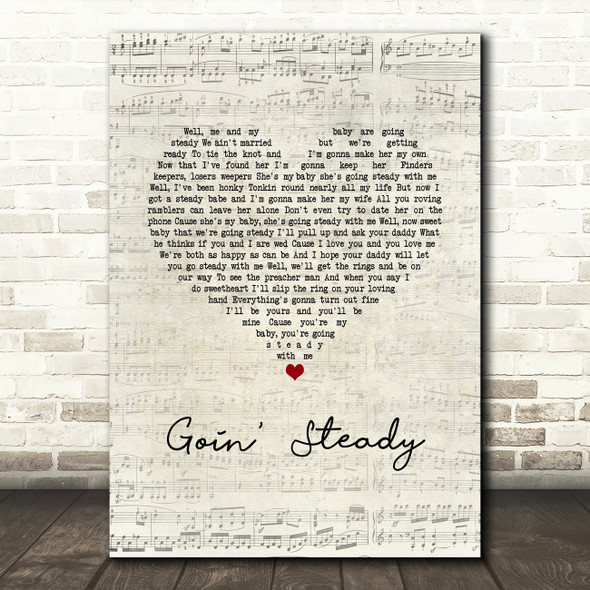 Faron Young Goin' Steady Script Heart Song Lyric Art Print