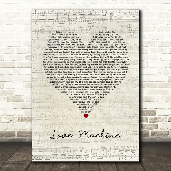 Girls Aloud Love Machine Script Heart Song Lyric Art Print