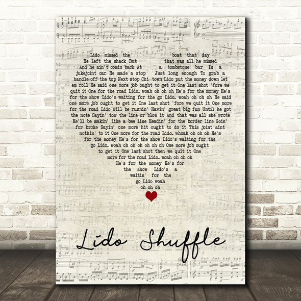 Boz Scaggs Lido Shuffle Script Heart Song Lyric Art Print