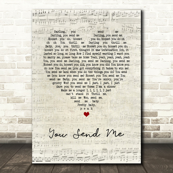 Aretha Franklin You Send Me Script Heart Song Lyric Art Print