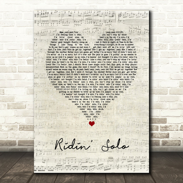 Jason Derulo Ridin' Solo Script Heart Song Lyric Art Print
