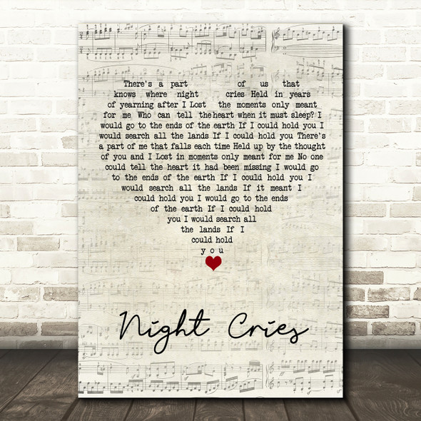 Arctic Lake Night Cries Script Heart Song Lyric Art Print