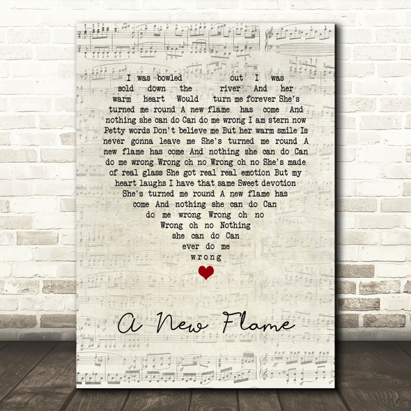 Simply Red A New Flame Script Heart Song Lyric Art Print