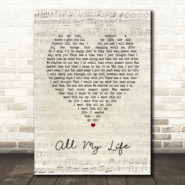 America All My Life Script Heart Song Lyric Art Print