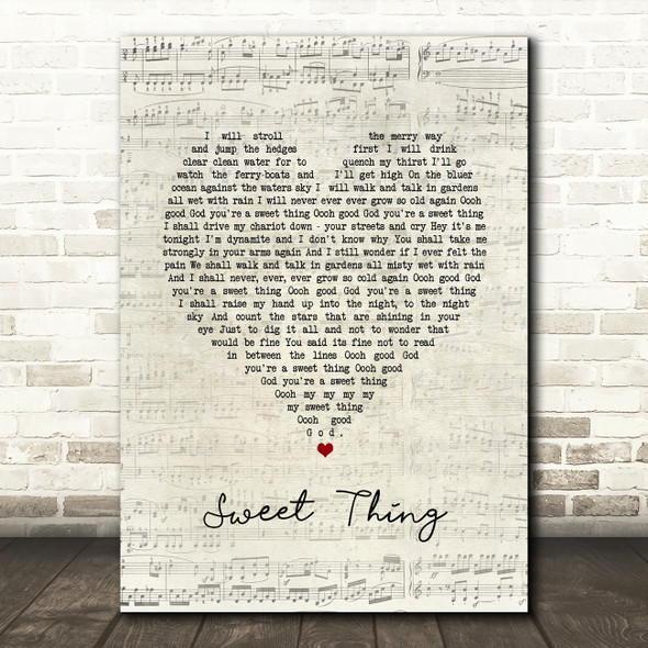 Hozier Sweet Thing Script Heart Song Lyric Art Print