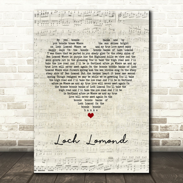 Runrig Loch Lomond Script Heart Song Lyric Art Print