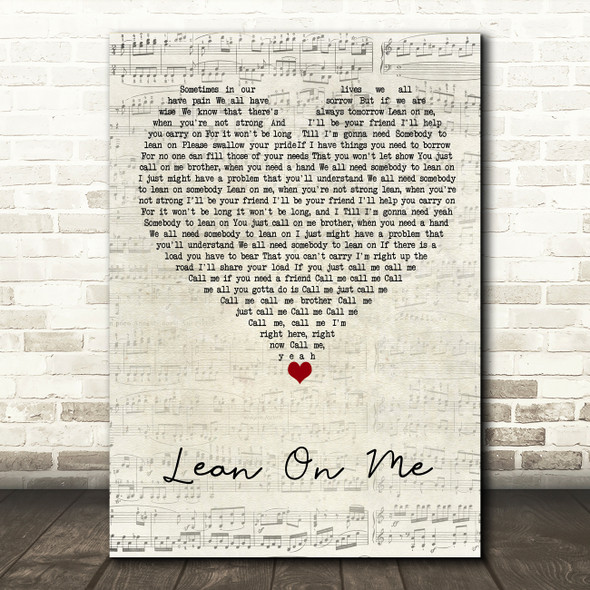 Beverley Knight, Joss Stone, Omar Lean On Me Script Heart Song Lyric Art Print