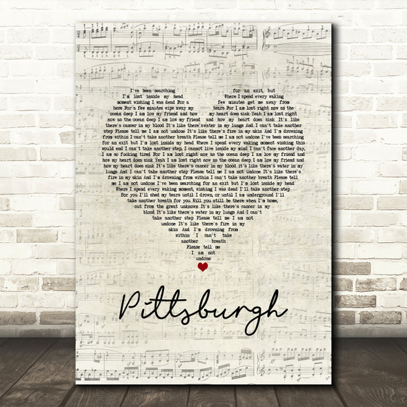 The Amity Affliction Pittsburgh Script Heart Song Lyric Art Print