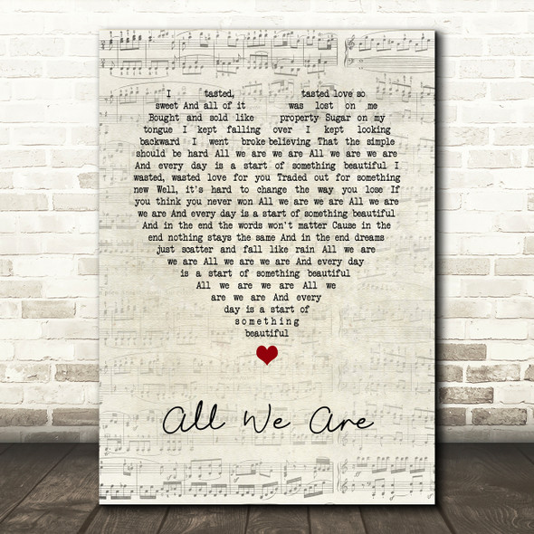 Matt Nathanson All We Are Script Heart Song Lyric Art Print