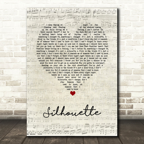 Tom Odell Silhouette Script Heart Song Lyric Art Print