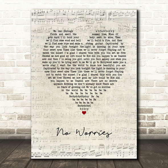 McFly No Worries Script Heart Song Lyric Art Print