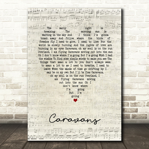 Barbara Dickson Caravans Script Heart Song Lyric Art Print