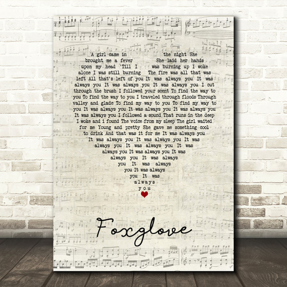 Murder by Death Foxglove Script Heart Song Lyric Art Print