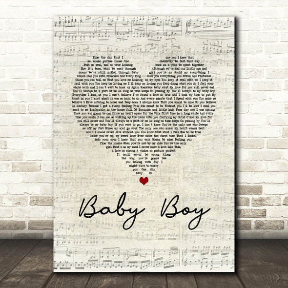 Big Brovaz Baby Boy Script Heart Song Lyric Art Print