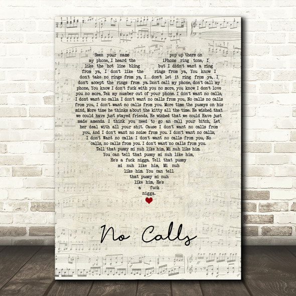 Blossom No Calls Script Heart Song Lyric Art Print