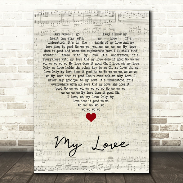 Paul McCartney & Wings My Love Script Heart Song Lyric Art Print