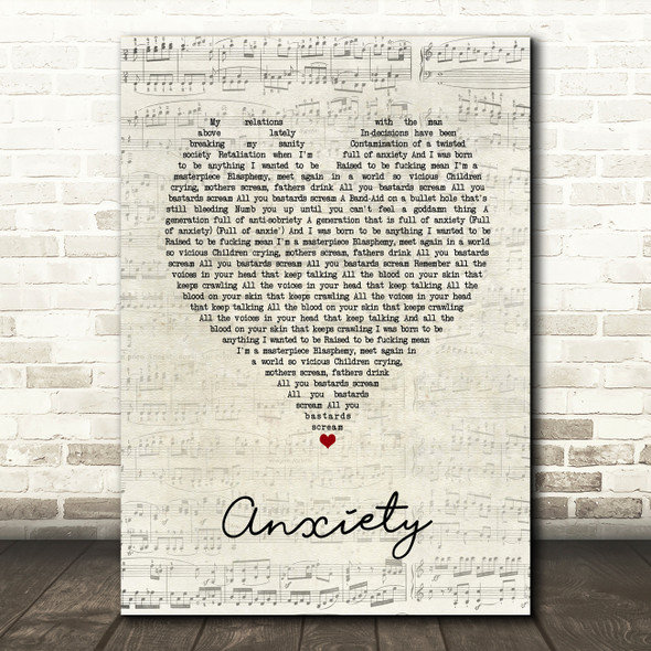 Palaye Royale Anxiety Script Heart Song Lyric Art Print
