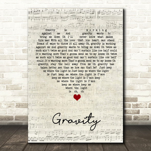 John Mayer Gravity Script Heart Song Lyric Art Print