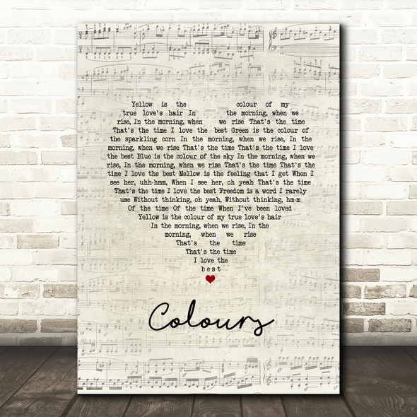 Joan Baez Colours Script Heart Song Lyric Art Print