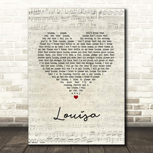 The Teskey Brothers Louisa Script Heart Song Lyric Art Print